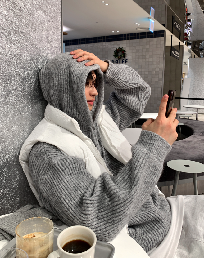  Sydney Heavy Duty Wool Blend Overfit Knit Hoodie