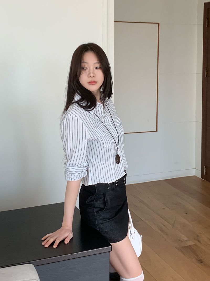 Claude Belt Denim Mini  Skirt