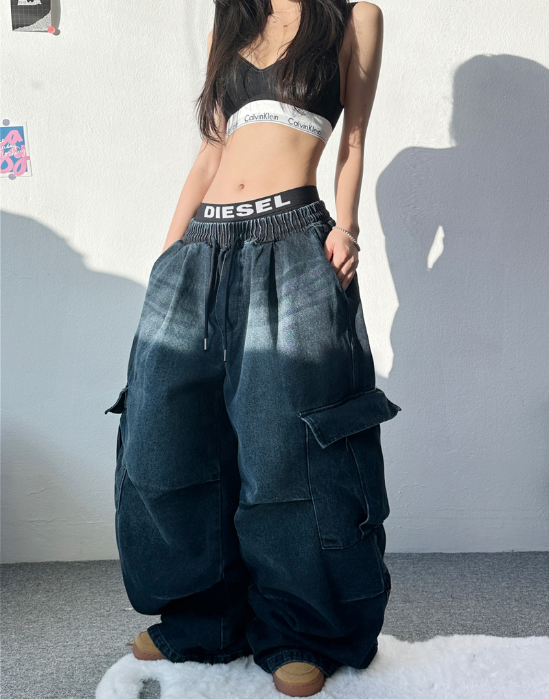 GRADATION PARACHUTE CARGO DENIM💙💚💛🩶🖤 - 4 COLORS