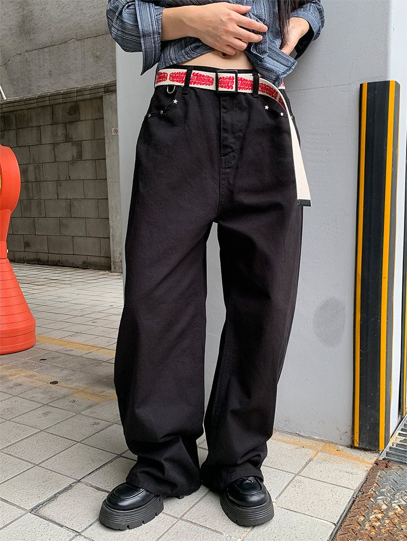 STUD FLAP COTTON JEANS