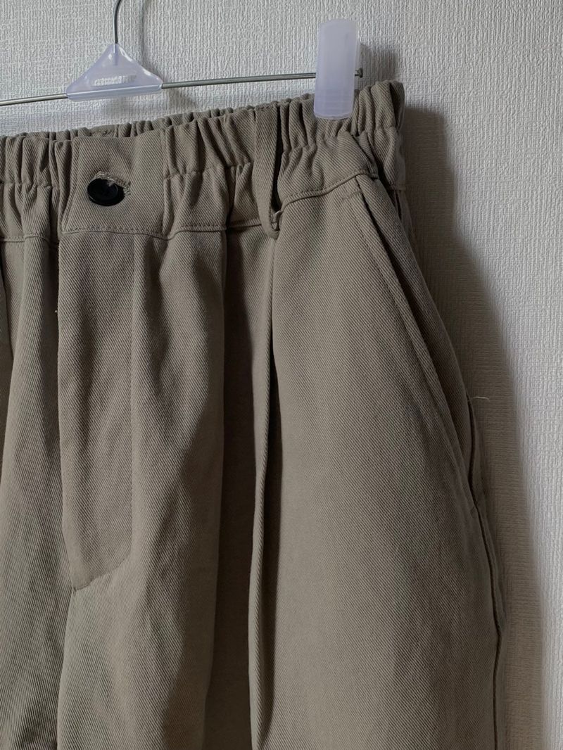 Cotton wide banding balloon pants 3C