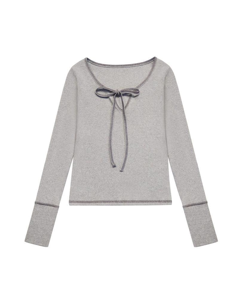 STITCH RIBBON T GREY