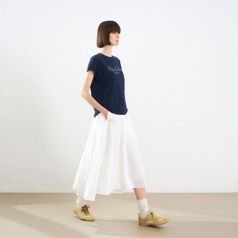 Miss Baker エンボニードルTシャツ ネイビー