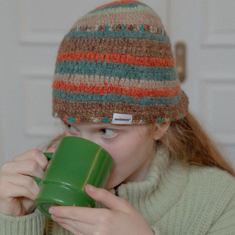 BOHEMIAN KNIT HAT (MIX ORANGE)