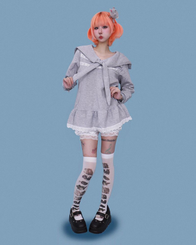 ルナ セーラー リボン ミニ ドレス
