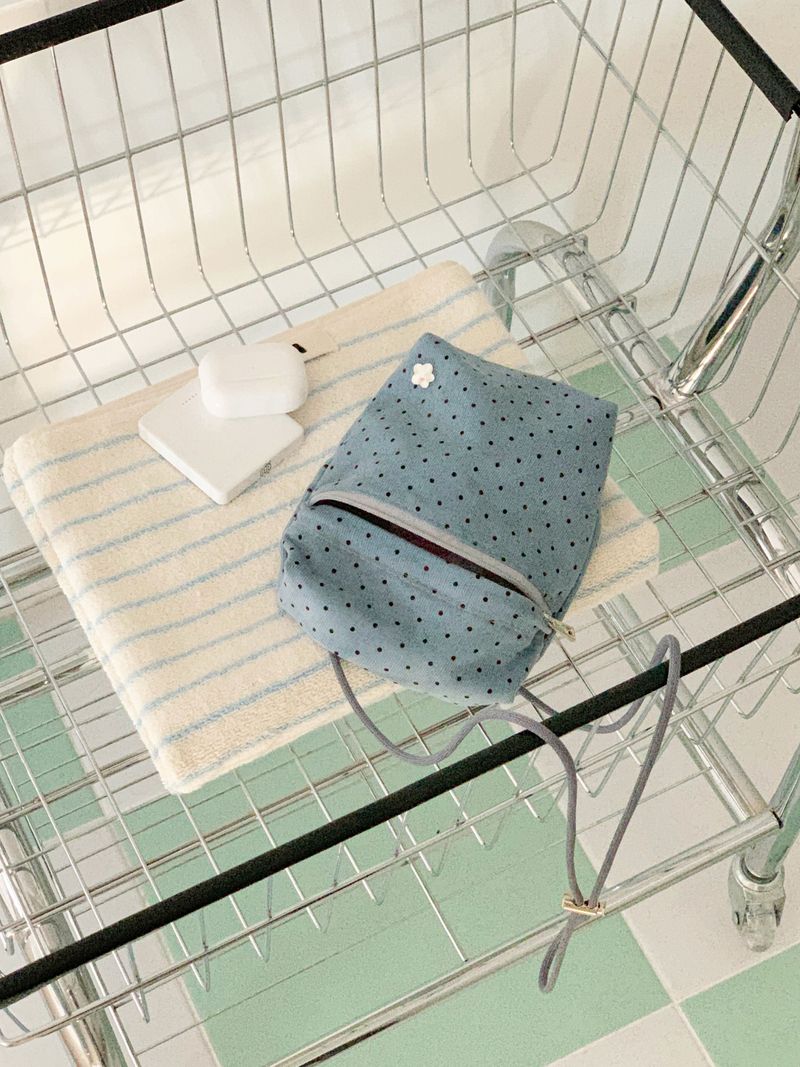 mini pocket bag - deep blue dot