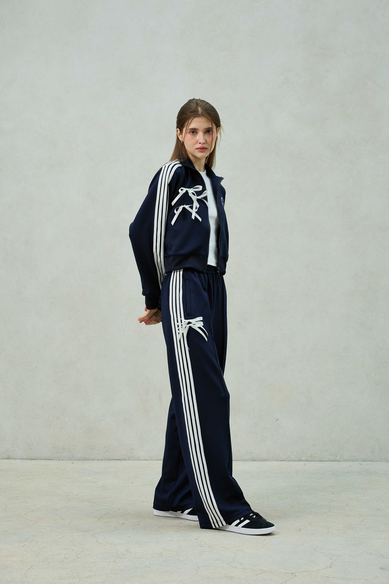 RIBBON JERSEY TRACK TOP / NAVY