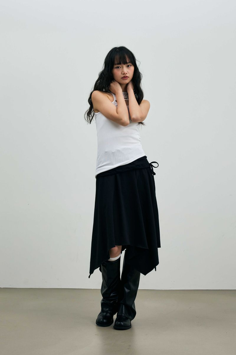 SILENT MIRAGE SWEAT SKIRT / BLACK