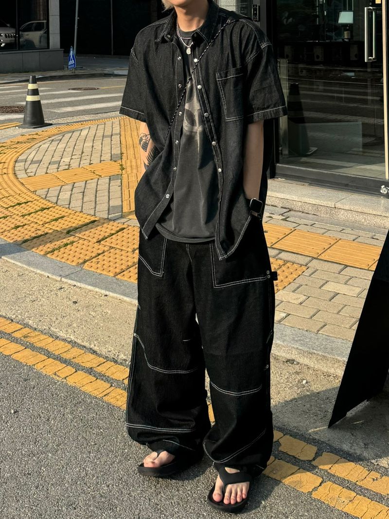 Stitch Dig Snap Wide Pants 2C