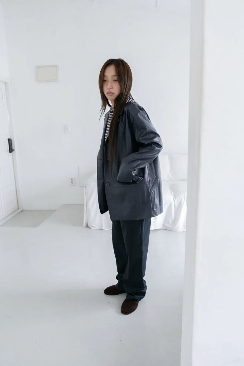 regular leather jacket(2colors)