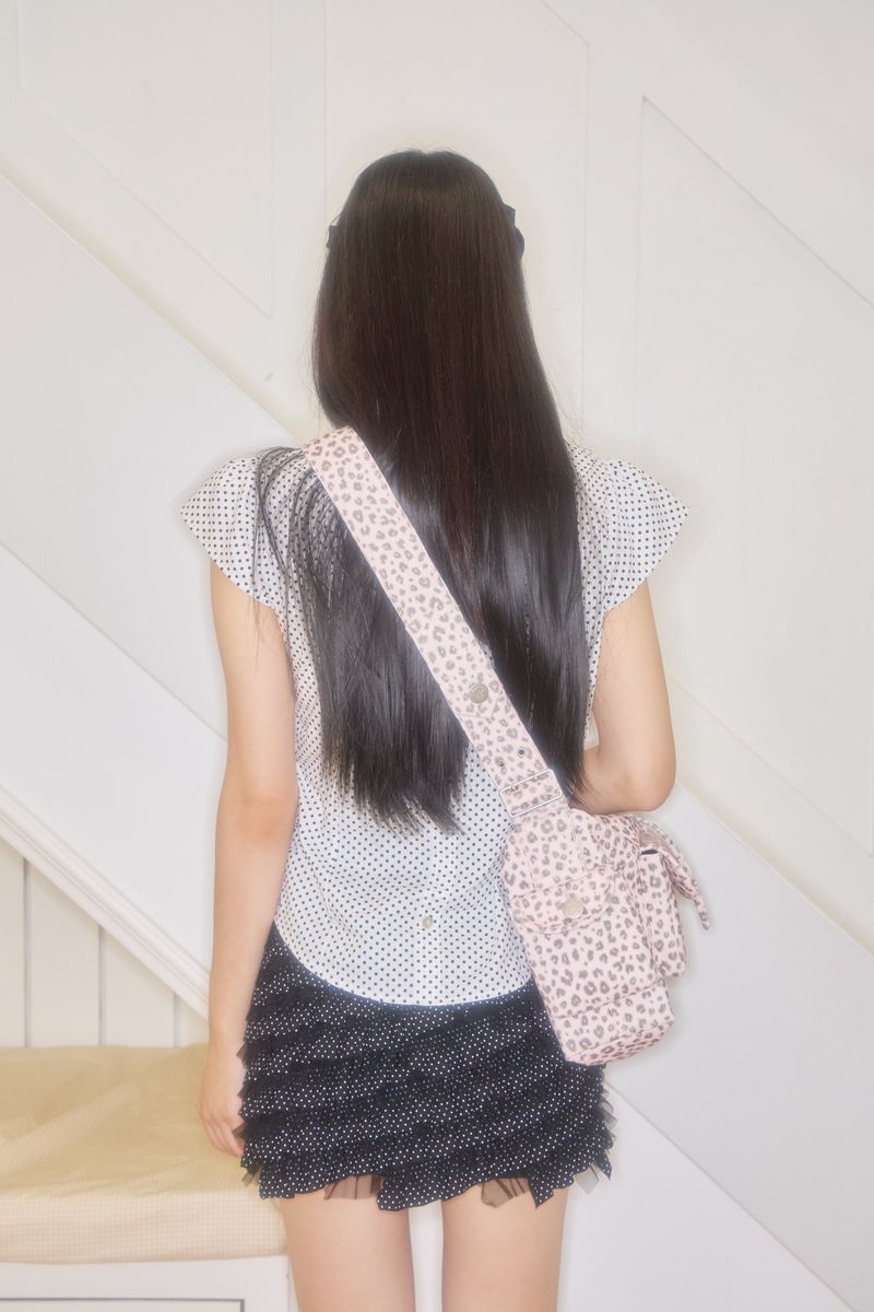LEOPARD POCKET CROSS BAG (PINK)
