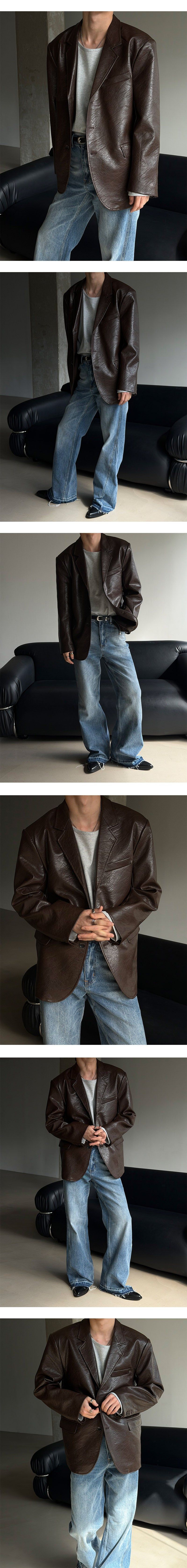 [F/W] Crack overfit leather blazer(2color)