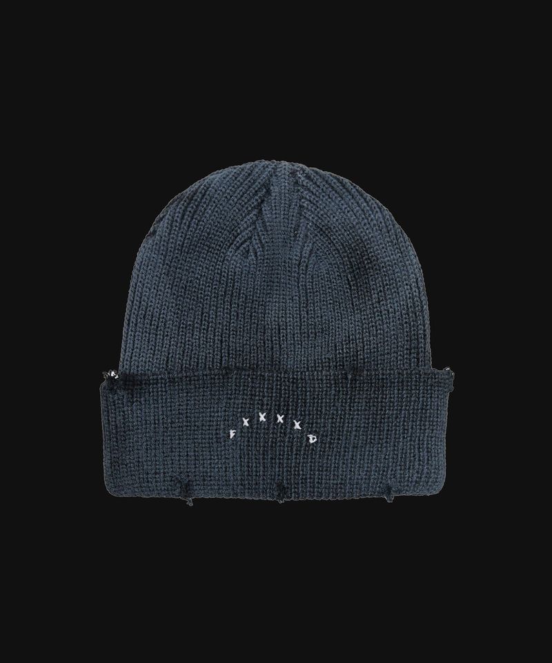 F****D SIGN BEANIE DAMAGE -SHADOW BLACK-