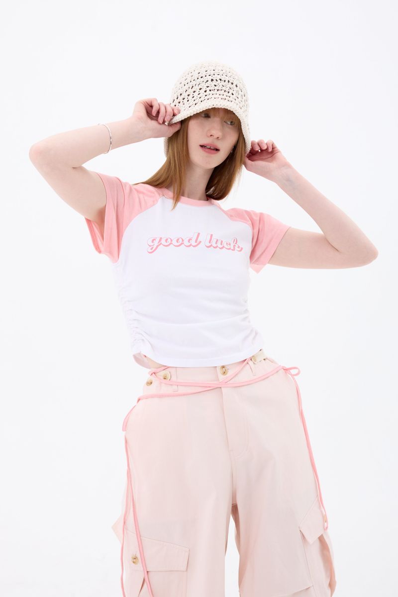 GOOD LUCK LOGO T-SHIRT / PINK