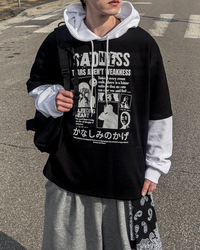Sad Layered Oversized Hoodie