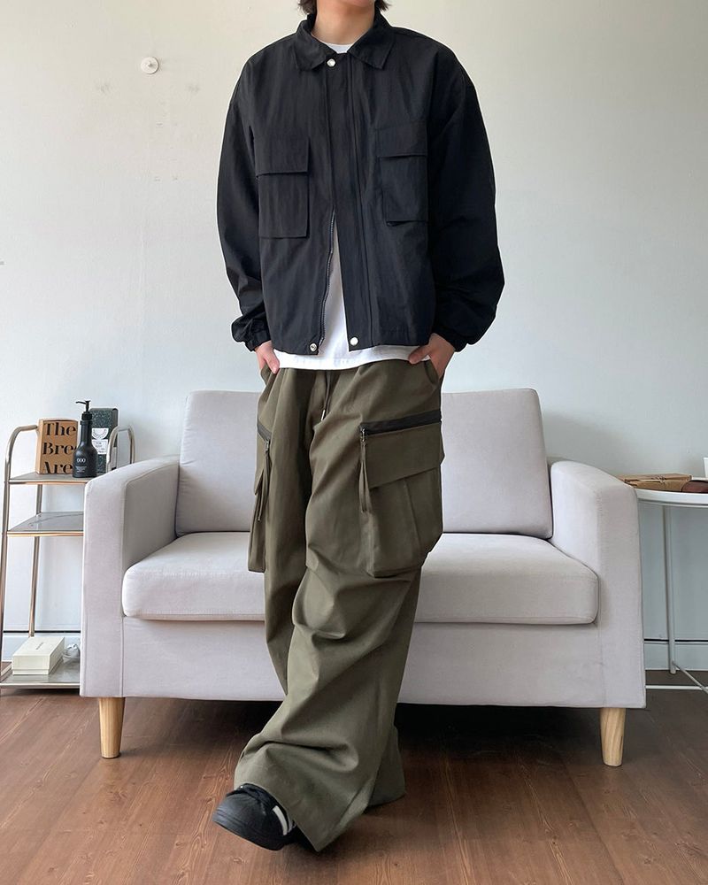 Zipper Big Cargo Cotton Pants