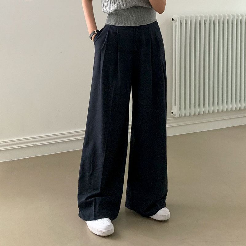 [Bellide made / Short, Long] Summer version two-pintuck wide slacks