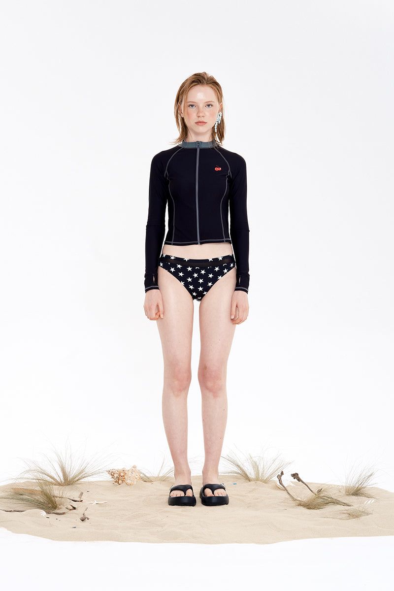 SMALL CHERRY ZIP-UP RASHGUARD [BLACK]