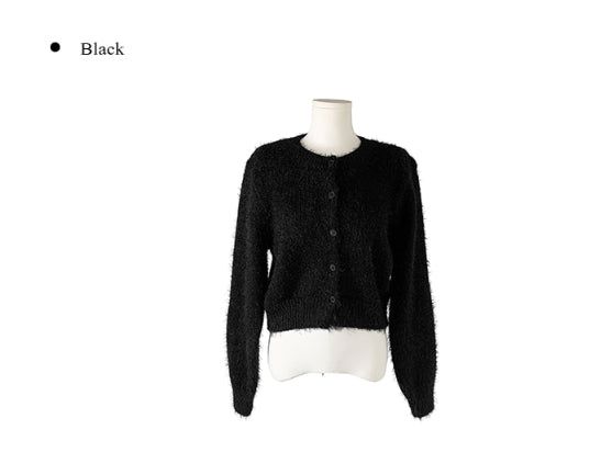 Doobie Soft Fur Button Long Sleeve Cardigan