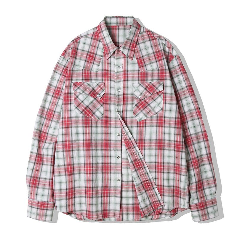 03s plaid western shirt red