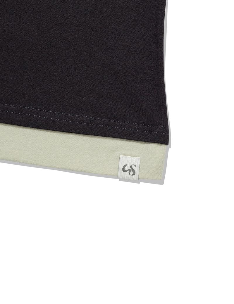 BUTTON CONTRAST OFF-SHOULDER(CHARCOAL)