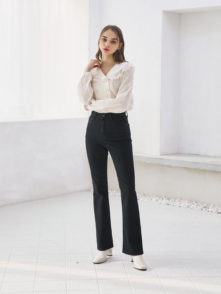 W53 LONG SEMI BOOTS CUT DENIM PANTS