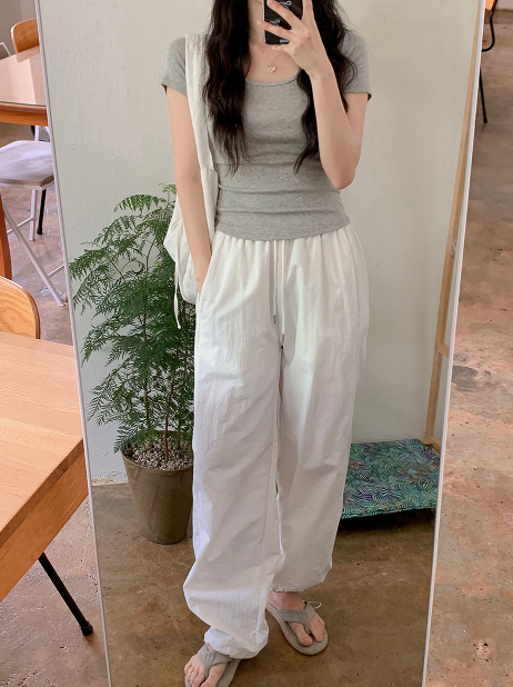 Soft Basic U-neck Slim Short Sleeve T-shirt (4color)