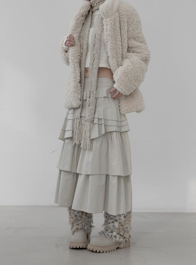 Bocashi Damage Knit Slim Long Muffler
