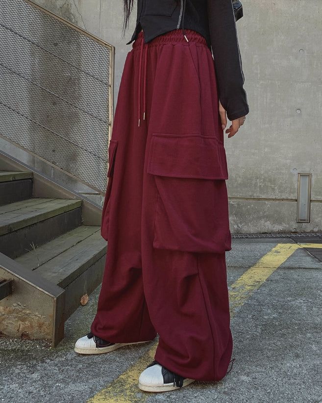 Hack Wide Big Pocket Sweat Cargo Pants