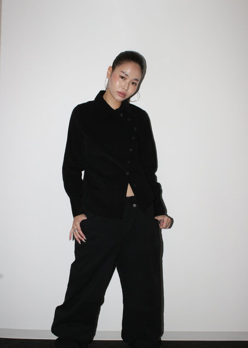 Side button shirts [Black]