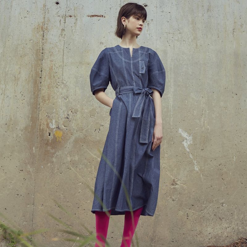[LINE] Summer Denim Stitch Dress