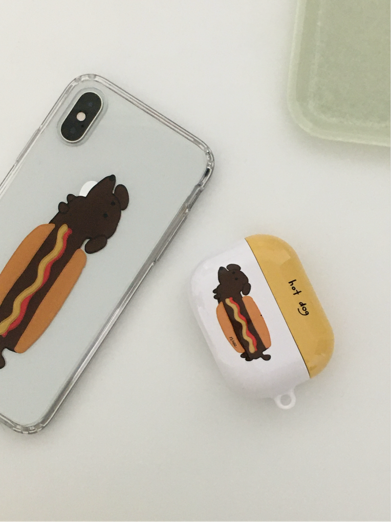 hot dog air pods case (mustard)