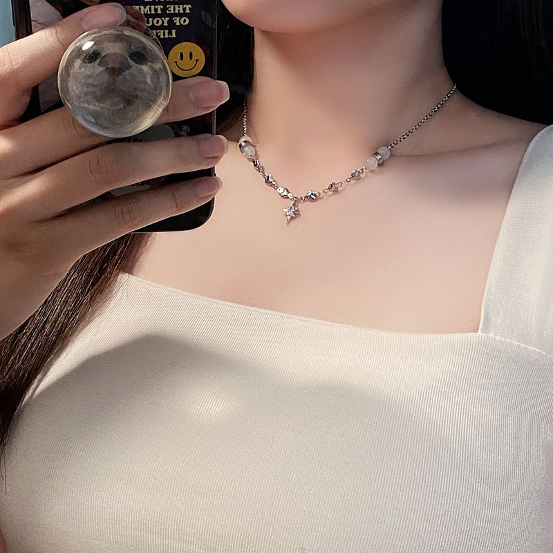 Crystal Heart White Jade Gemstone Necklace