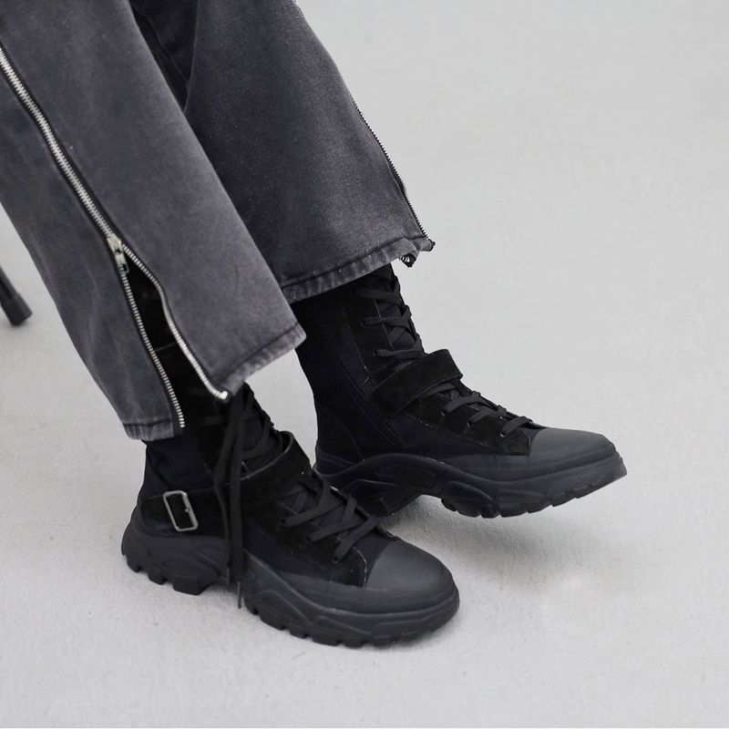 Ned Buckle Suede Middle Boots