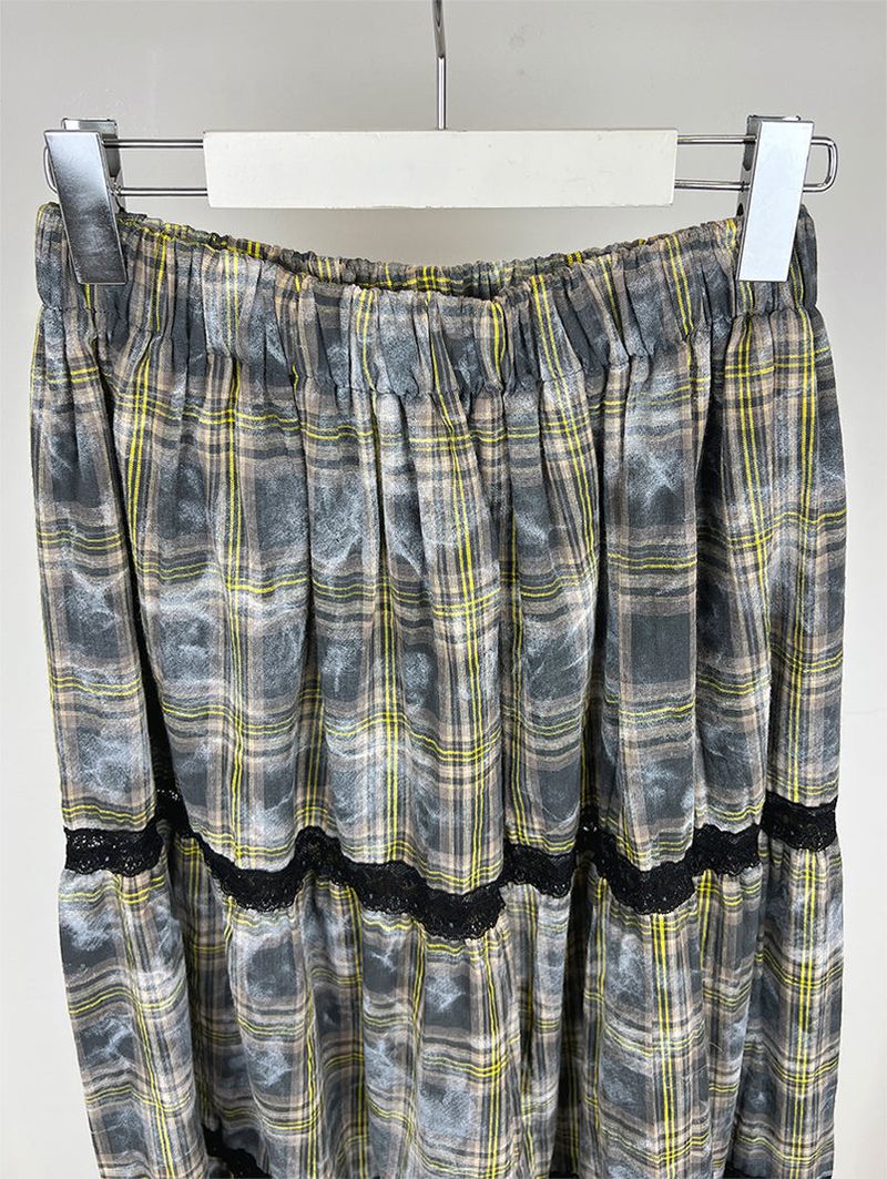 FADE CHECK MAXI SKIRT (2C)