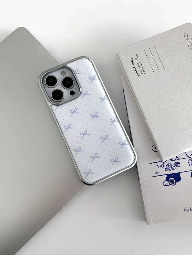 [MADE]クラウドリボン シルバーエポキシ バンパーiPhoneケース