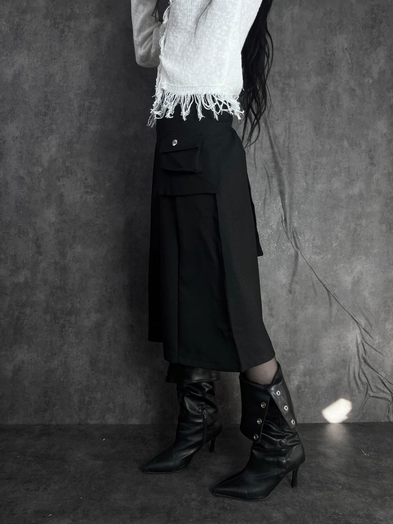 wrap pocket set midi skirt