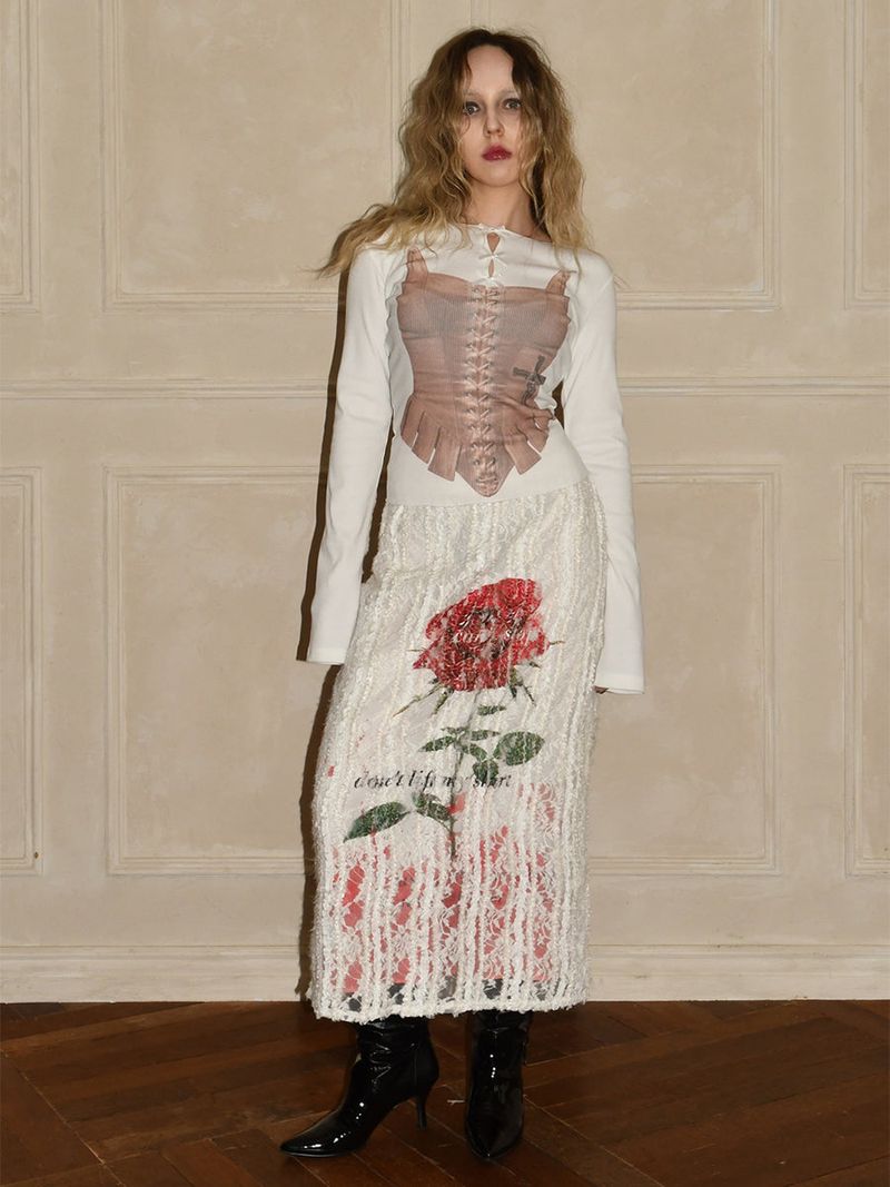 Corset bow long sleeve WHITE