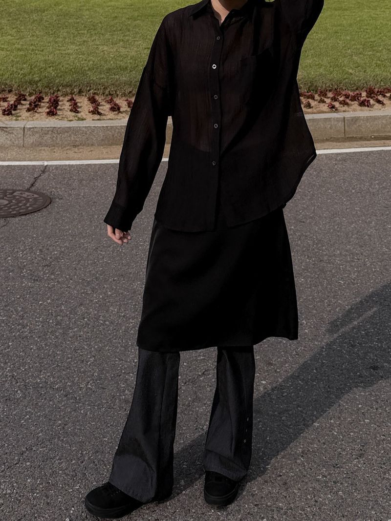GLOSSY MIDI SKIRT