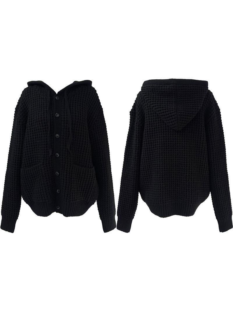 pocket waffle hood cardigan (unisex)