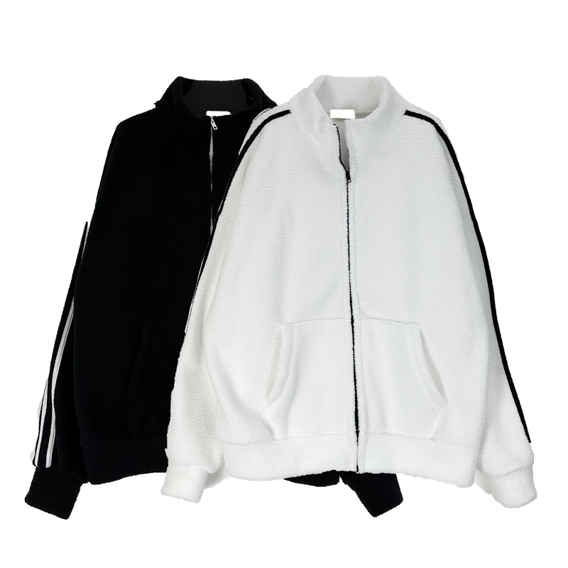 boa fleece track zip-up