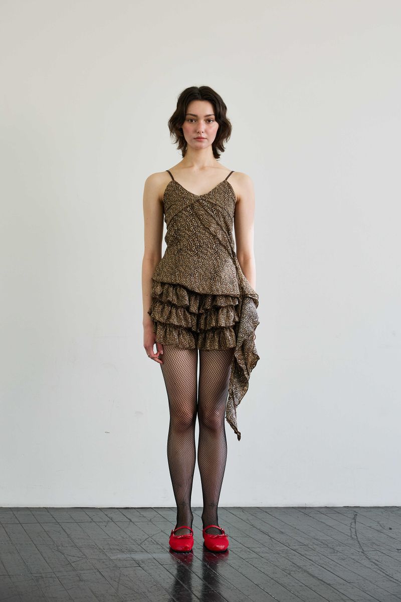 ARIKIM（アリキム）の「LEOPARD FRILL SLEEVELESS TOP / BROWN（Tops）」
