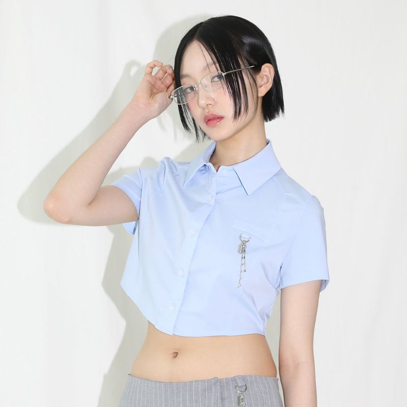 Razor Blade Half Shirt - BLUE