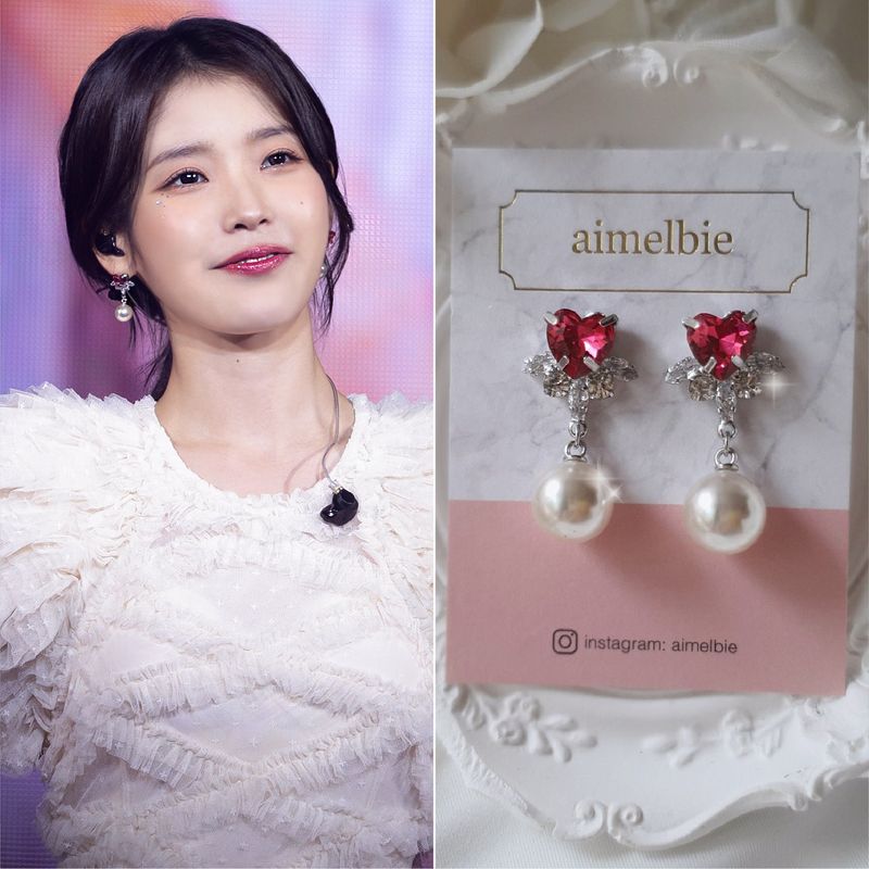 aimelbie（アイメルビー）の「ハートクリスタルアンドパールピアス-ローズピンク（アクセサリー）」