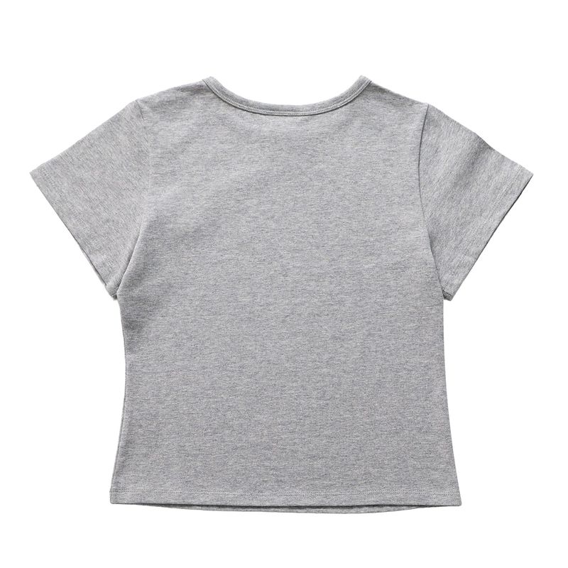 Lettering Crop Tee Grey