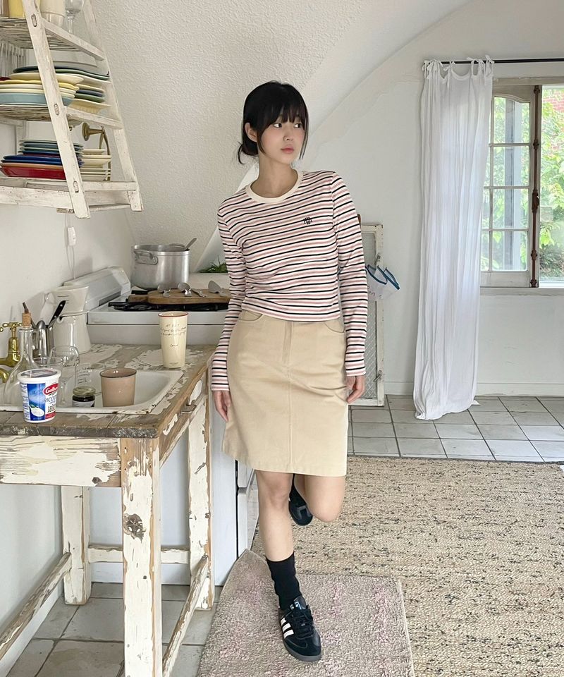LOGO STRIPE CROP LONG SLEEVE