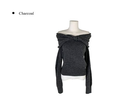 Helen Off-Shoulder Ribbon Twist Loose-Fit Knit