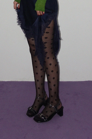 WIDE DOT STOCKING (IVORY, BLACK 2COLORS!)