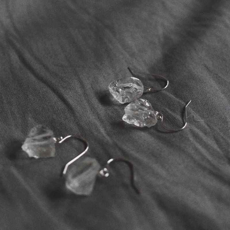 Rock Crystal Silver 925 Pierce handmade