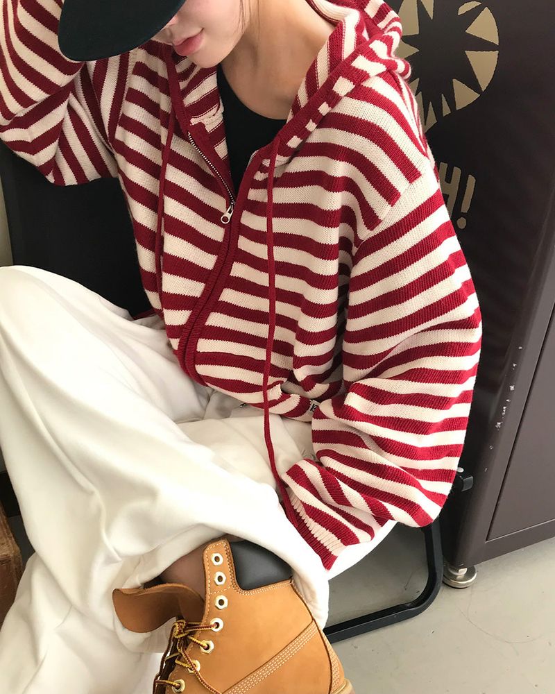 [MADE] Spell Food Border Knit Zip-Up